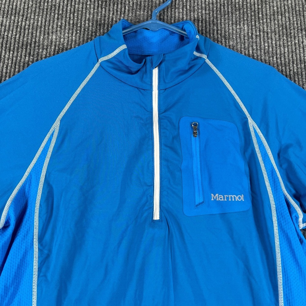Marmot Shirt Mens Large Blue Long Sleeve 1/4 Zip Mock Neck Active Outdoor Casual